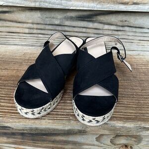 a new day Black Suede Espadrille Sandals Size 9 Women